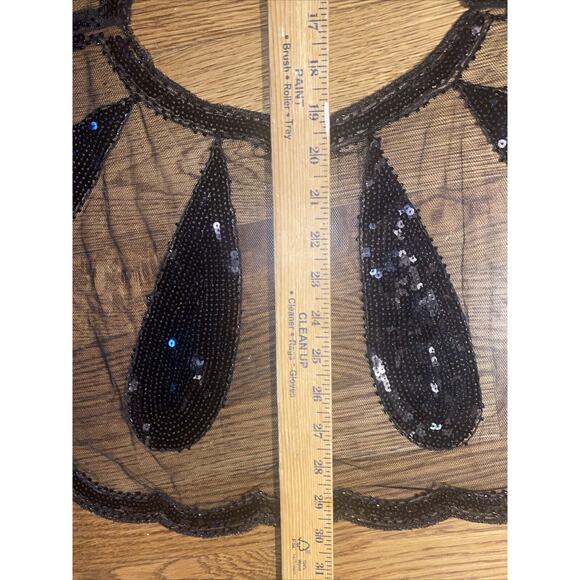 Vintage Sequin Black Poncho Butterfly Teardrop Womens Cropped Art Deco Scalloped - Picture 5 of 16